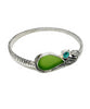 Sea Horse with Green Sea Glass and Turquoise Heavy Bangle - Size Medium