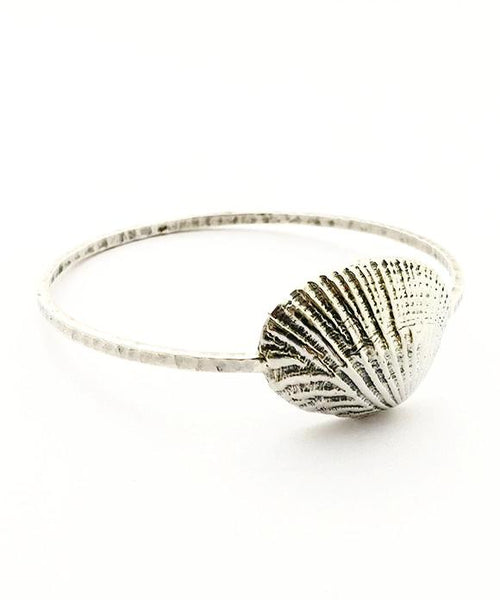 Sterling Scallop Shell Bangle - Size Small
