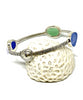 Swirl Shell with Textured Green, Blue & Aqua Sea Glass Bangle - Size Medium