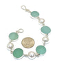 Coke Bottle BlueSea Glass Marbles and Pearl Bracelet - 7 1/2