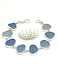 Shades of Light Textured Blue Sea Glass Bracelet - 7 1/2