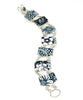Teal Blue and White Vintage Pottery Double Link Bracelet