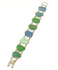 Textured Green, Blue & Aqua Sea Glass Double Link Bracelet - 7 1/2