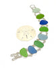 Blue and Green Textured Sea Glass Double Link Bracelet - 7