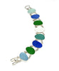 Sea Glass Blues and Greens Double Link Bracelet