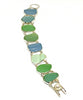 Textured Green, Blue & Aqua Sea Glass Double Link Bracelet - 7 1/2