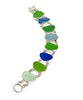 Blue, Aqua and Green Textured Sea Glass Double Link Bracelet - 7
