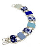 Blue & White Vintage Pottery with Blue Sea Glass Double Link Shard Bracelet