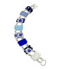 Blue & White Vintage Pottery with Blue Sea Glass Double Link Shard Bracelet