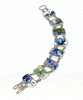 Blue Floral Vintage Pottery Double Link Shard Bracelet - 8