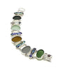 Dark Earth Tone Sea Glass and Black Biwa Pearls Double Link Bracelet