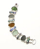 Dark Earth Tone Sea Glass and Black Biwa Pearls Double Link Bracelet