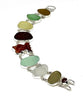 Gray, Aqua & Brown Sea Glass with Agate Koi Double Link Bracelet - 8
