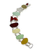 Gray, Aqua & Brown Sea Glass with Agate Koi Double Link Bracelet - 8
