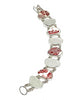Red & White Vintage Pottery with Clear Sea Glass Double Link Bracelet - 7 1/2