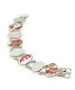 Red & White Vintage Pottery with Clear Sea Glass Double Link Bracelet - 7 1/2
