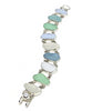 Jadite, Soft Blue, White and Clear Sea Glass Double Link Bracelet - 7 1/2