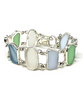 Jadite, Soft Blue, White and Clear Sea Glass Double Link Bracelet - 7 1/2
