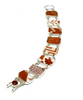 Orange Patterned Vintage Pottery Double Link Shard Bracelet - 7 1/2