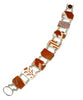 Orange Patterned Vintage Pottery Double Link Shard Bracelet - 7 1/2