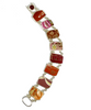 Bold Pink & Orange with Gold Vintage Pottery Double Link Shard Bracelet - 7 1/2