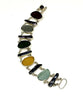 Dark Earth Tone Sea Glass and Black Biwa Pearls Double Link Bracelet