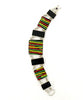 Rasta Striped Beaded Fused Glass with Black Stained Glass Double Link Bracelet