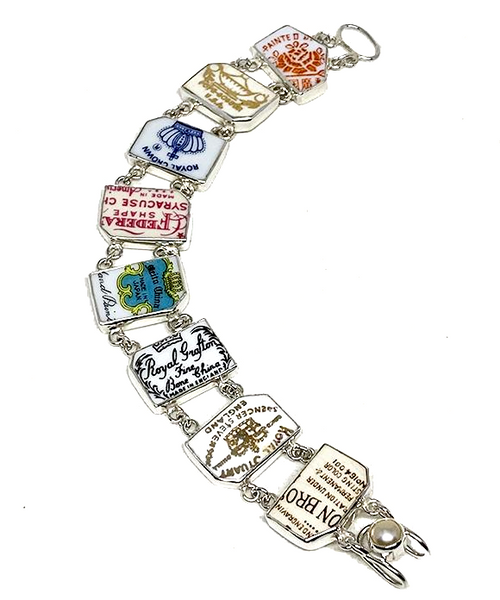 Vintage Pottery Makers mark Tag Double Link Bracelet #1 - 8