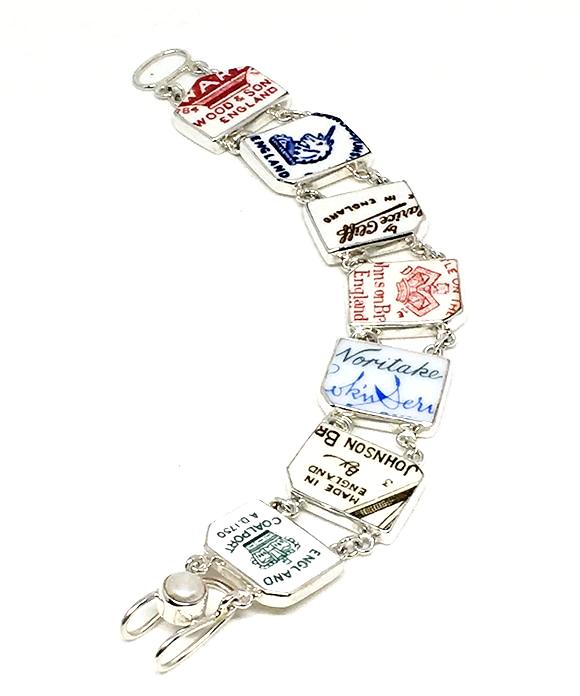 Makers Mark Tags Vintage Pottery Double Link Bracelet - 7 1/2