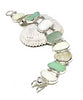 Textured Jadite, Soft Ivory, and Clear Sea Glass Double Link Bracelet - 8