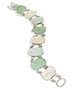Textured Soft Aqua & Clear Sea Glass Double Link Bracelet - 7 1/2