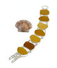 Shades of Textured Amber Sea Glass Double Link Bracelet - 7 1/2