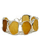 Shades of Textured Amber Sea Glass Double Link Bracelet - 7 1/2
