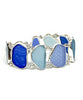 Shades of Textured Cobalt, Blue & Aqua Sea Glass Double Link Bracelet - 7 1/2
