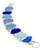 Shades of Textured Cobalt, Blue & Aqua Sea Glass Double Link Bracelet - 7 1/2
