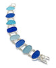 Shades of Blue and Aqua Textured Sea Glass Double Link Bracelet - 7 1/2