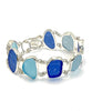 Shades of Blue and Aqua Textured Sea Glass Double Link Bracelet - 7 1/2