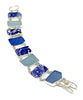Blue & White Vintage Pottery with Blue & Aqua Sea Glass Double Link Bracelet - 7 3/4