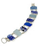 Blue & White Vintage Pottery with Blue & Aqua Sea Glass Double Link Bracelet - 7 3/4