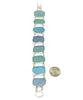 Light Green, Aqua and Blue Textured Sea Glass Double Link Bracelet - 7 1/2