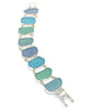 Light Green, Aqua and Blue Textured Sea Glass Double Link Bracelet - 7 1/2