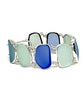 Coke Bottle Blue, Aqua and Blue Sea Glass Double Link Bracelet - 7 1/2