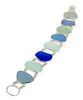 Coke Bottle Blue, Aqua and Blue Sea Glass Double Link Bracelet - 7 1/2