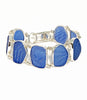 Textured Blue Sea Glass Double Link Bracelet - 7 1/2