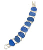 Textured Blue Sea Glass Double Link Bracelet - 7 1/2