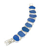 Textured Blue Sea Glass Double Link Bracelet - 7 1/2