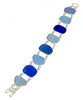 Textured Turquoise, Aqua and Blue Sea Glass Double Link Bracelet - 8