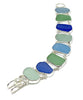 Aqua, Green and Blue Sea Glass Double Link Bracelet - 8