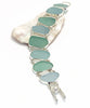 Soft Green and Pale Blue Sea Glass Double Link Bracelet - 7 1/2