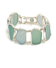 Soft Green and Pale Blue Sea Glass Double Link Bracelet - 7 1/2